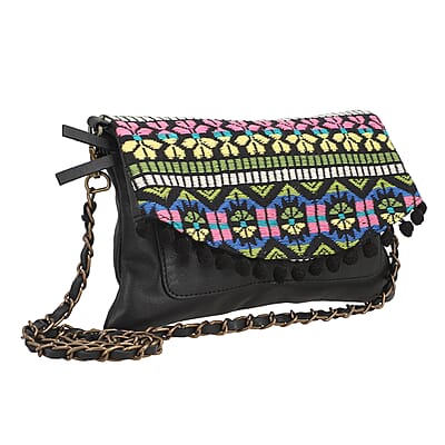 Black Genuine Leather Vintage Crossbody Bag