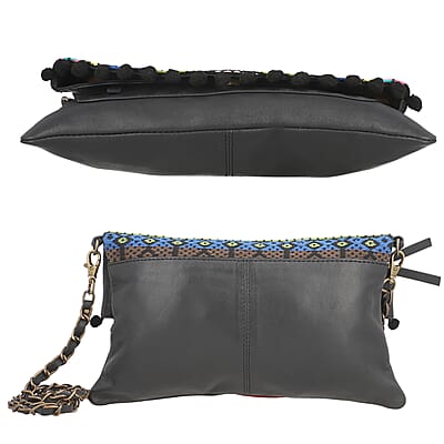 Black Genuine Leather Vintage Crossbody Bag
