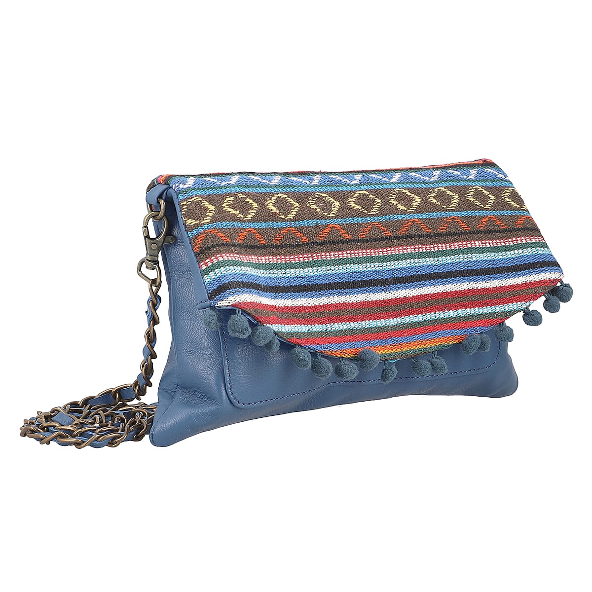 Navy Genuine Leather Vintage Crossbody Bag image number 2