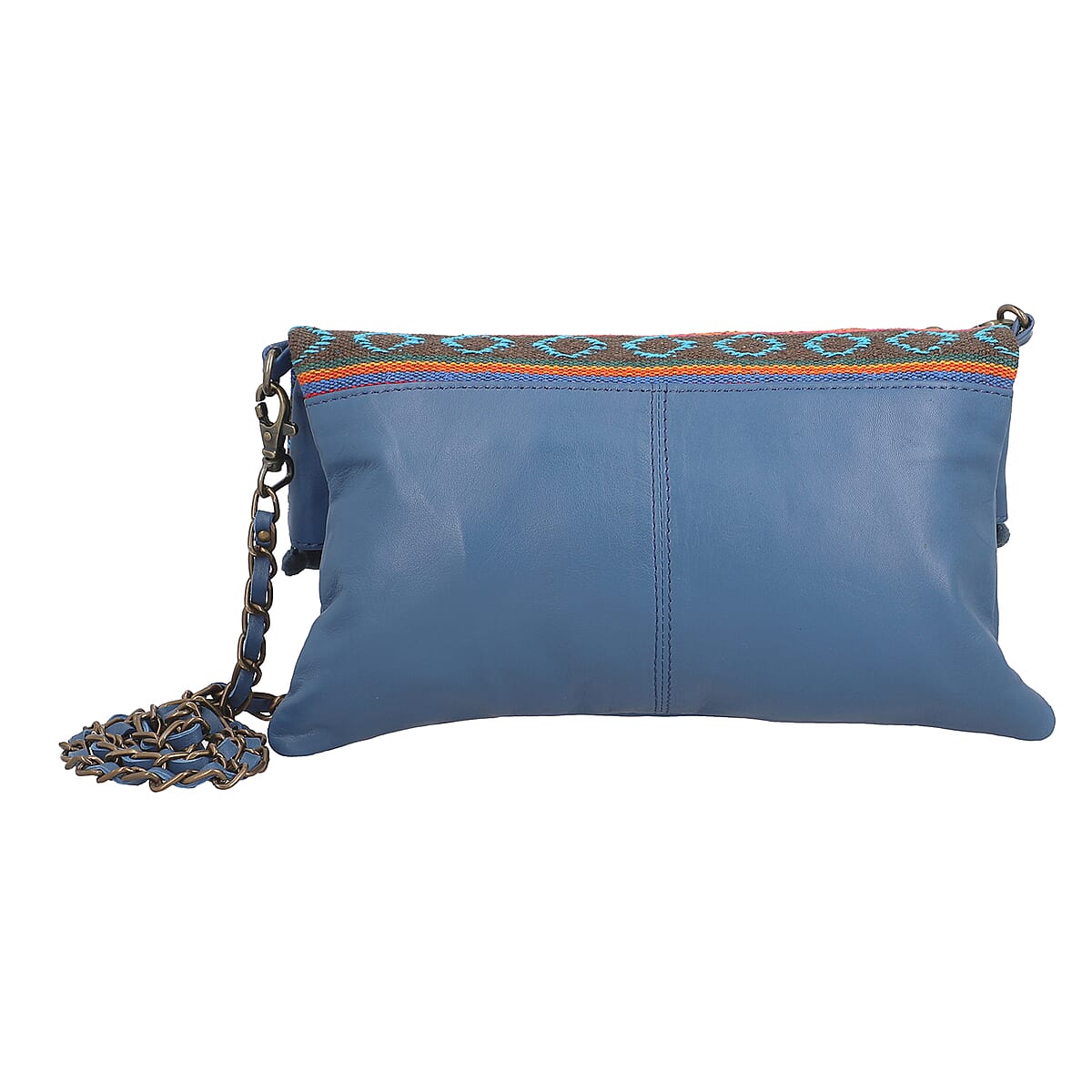 Navy Genuine Leather Vintage Crossbody Bag image number 3