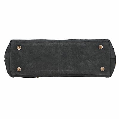 Black Jacquard Print Shoulder Bag with Adjustable Leather Shoulder Strap