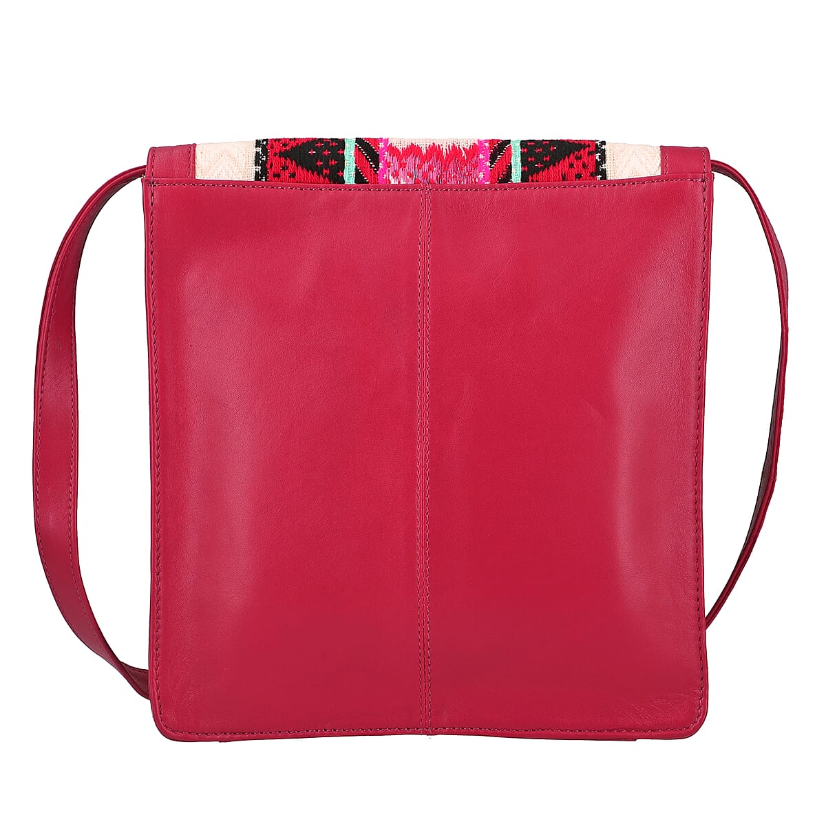 Red Genuine Leather Embroidery Crossbody Bag image number 3