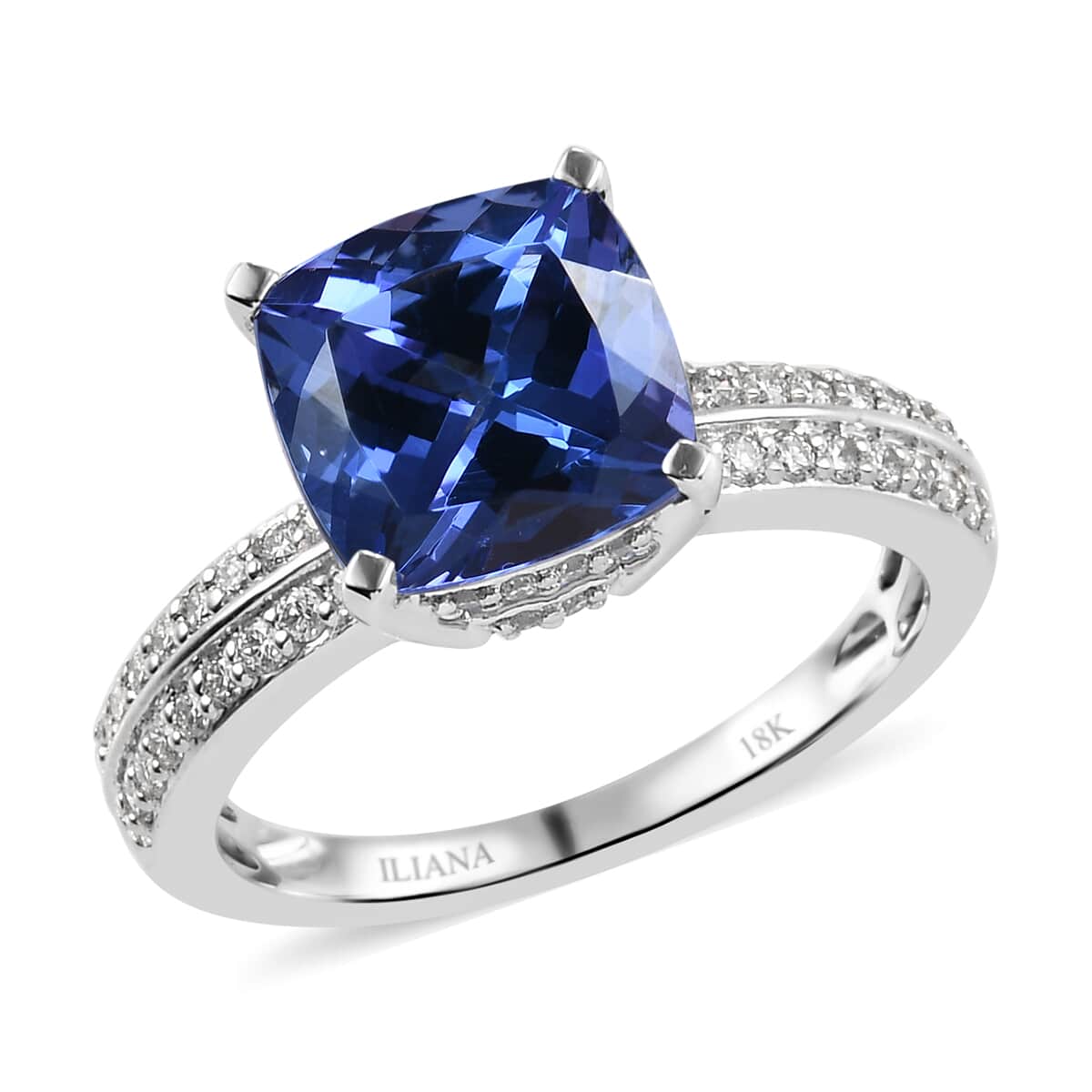 One Of A Kind Iliana 18K White Gold AAA Tanzanite and G-H SI Diamond Ring (Size 7.0) 4.35 Grams 4.20 ctw image number 0