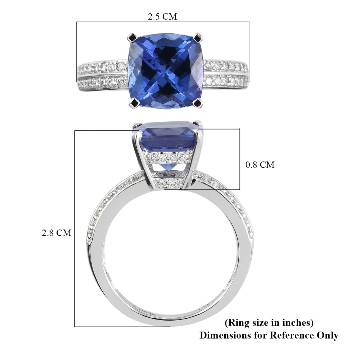 One Of A Kind Iliana 18K White Gold AAA Tanzanite and G-H SI Diamond Ring (Size 7.0) 4.35 Grams 4.20 ctw image number 5