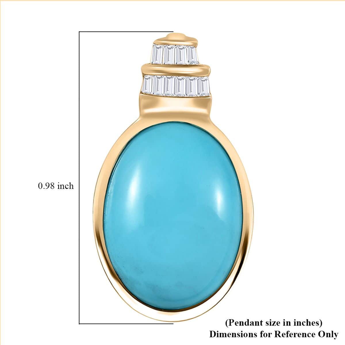 Luxoro 10K Yellow Gold Premium Sleeping Beauty Turquoise and Diamond Pendant 7.85 ctw image number 5