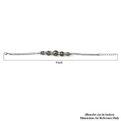 Gray Color Lab Created Opal Beaded 5 Stone Bracelet in Stainless Steel (7.25 In)