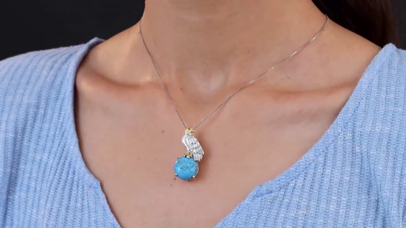 Karis Blue Howlite Eagle Pendant in 18K YG Plated and Platinum Bond 9.65 ctw