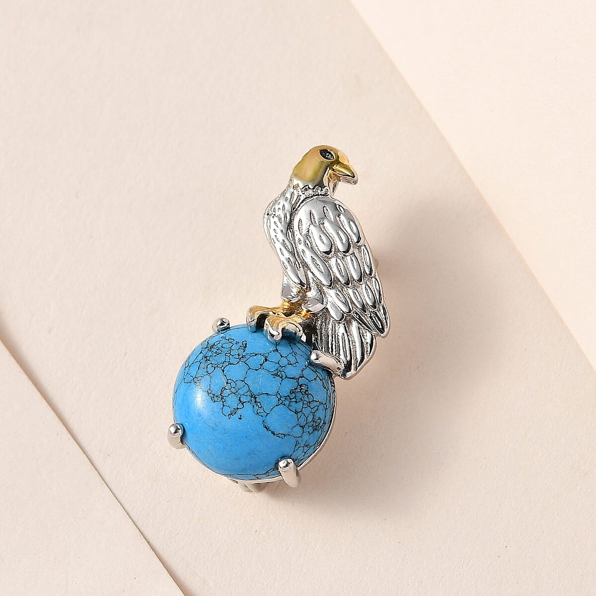 Karis Blue Howlite Eagle Pendant in 18K YG Plated and Platinum Bond 9.65 ctw image number 1