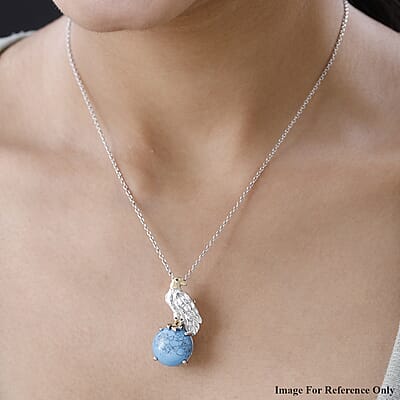 Karis Blue Howlite Eagle Pendant in 18K YG Plated and Platinum Bond 9.65 ctw
