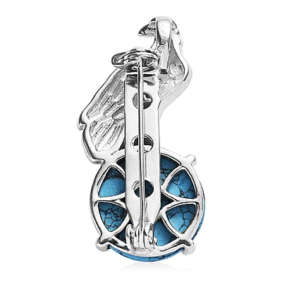 Karis Blue Howlite Eagle Pendant in 18K YG Plated and Platinum Bond 9.65 ctw