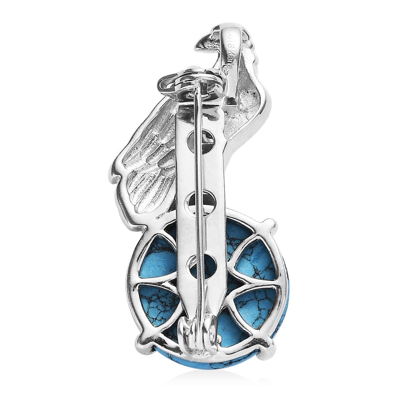 Karis Blue Howlite Eagle Pendant in 18K YG Plated and Platinum Bond 9.65 ctw