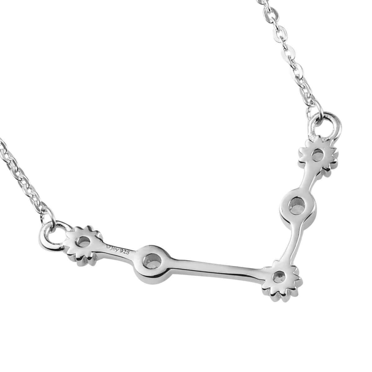 Natural White Zircon Aries Zodiac Necklace 18 Inches in Platinum Over Sterling Silver 0.15 ctw image number 4