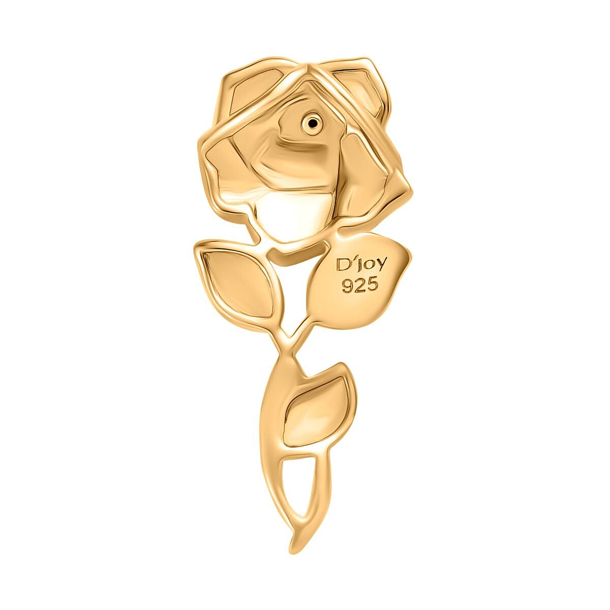 Diamond Accent Rose Pendant in 14K Yellow Gold Over Sterling Silver