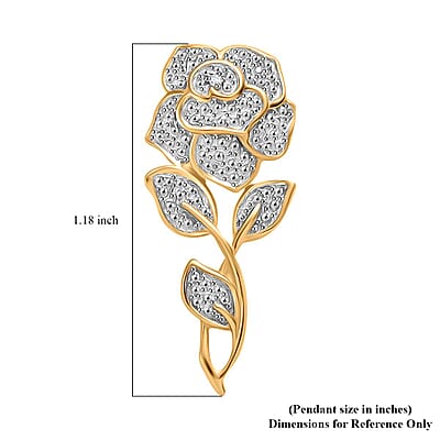 D'Joy Diamond Accent Rose Pendant without Chain in 14K Yellow Gold Over Sterling Silver