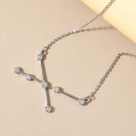 Natural White Zircon Taurus Zodiac Necklace 18 Inches in Platinum Over Sterling Silver 0.25 ctw image number 1