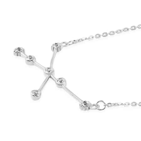 Natural White Zircon Taurus Zodiac Necklace 18 Inches in Platinum Over Sterling Silver 0.25 ctw image number 3