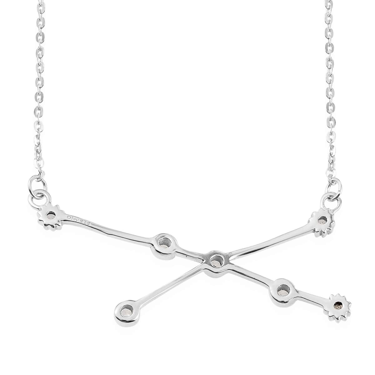 Natural White Zircon Taurus Zodiac Necklace 18 Inches in Platinum Over Sterling Silver 0.25 ctw image number 5