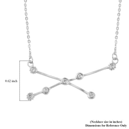 Natural White Zircon Taurus Zodiac Necklace 18 Inches in Platinum Over Sterling Silver 0.25 ctw image number 6