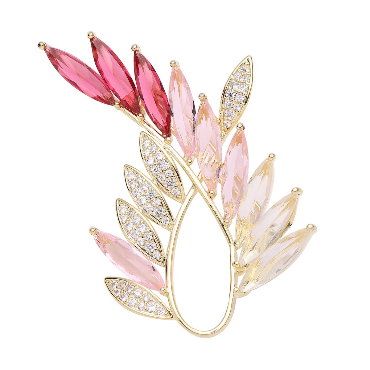 To My Beautiful Bonus Mom Jewelry Gift Set with Simulated Multi Color Pink Diamond Floral Brooch in Goldtone 4.50 ctw image number 1