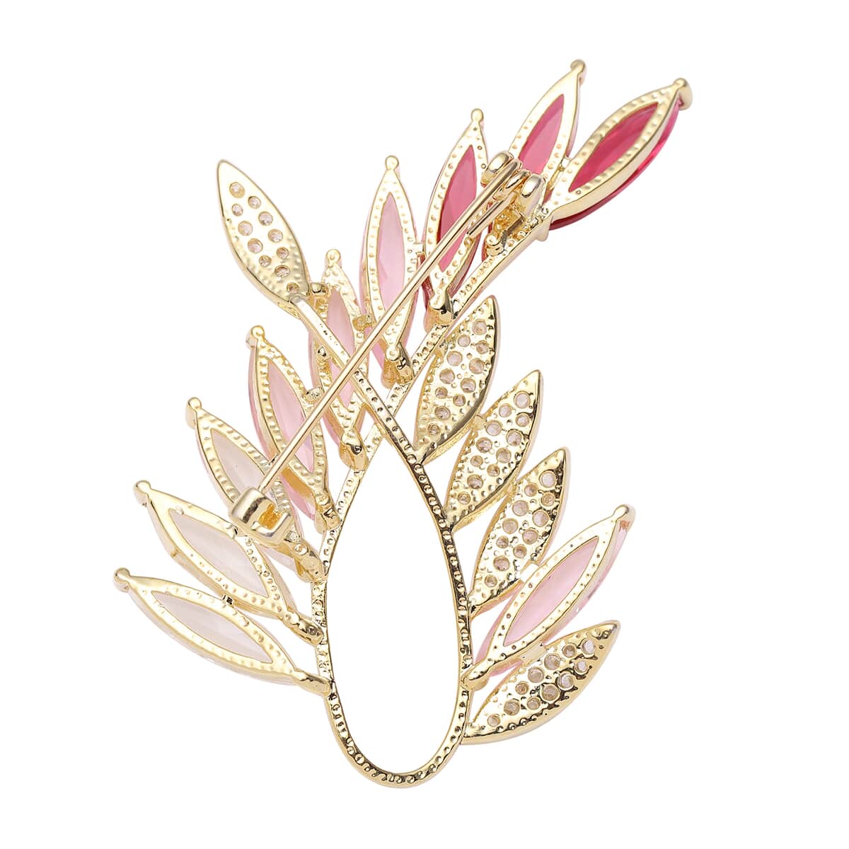 To My Beautiful Bonus Mom Jewelry Gift Set with Simulated Multi Color Pink Diamond Floral Brooch in Goldtone 4.50 ctw image number 3