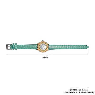 Genoa Jalisco Fire Opal, Chrome Diopside Miyota Japanese Movement Watch with Genuine Leather Strap (22mm) 1.25 ctw