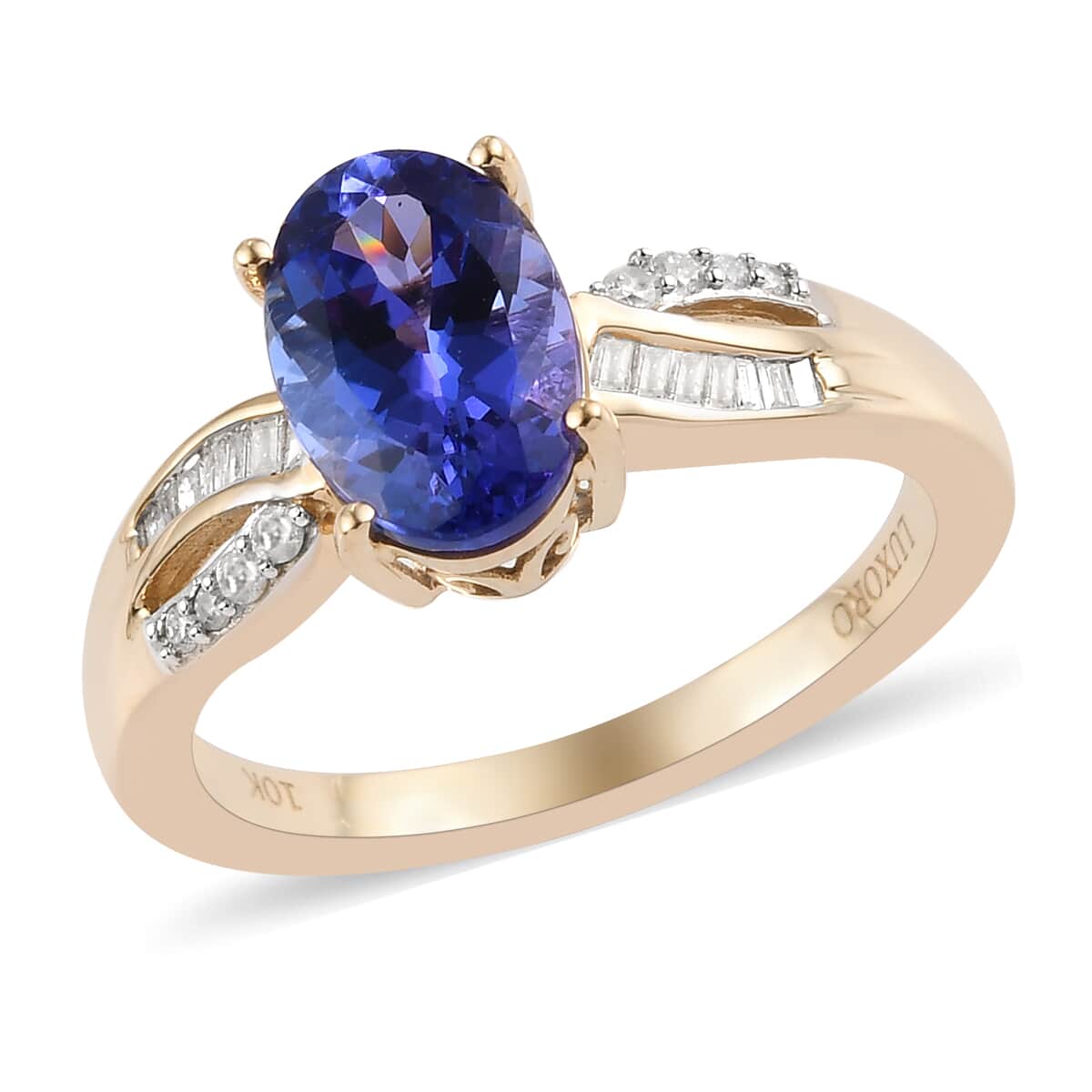 LUXORO 10K Yellow Gold AAA Tanzanite and Diamond Infinity Shank Ring (Size 9.0) 3 Grams 1.95 ctw image number 0