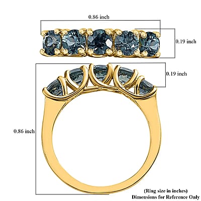 Parti Sapphire Ring ,Sapphire 5 Stone Ring , Half Eternity Band Ring ,Vermeil YG Over Sterling Silver Ring ,Wedding Band For Women 1.75 ctw (Size 10)