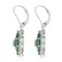 AAA Kagem Zambian Intense Green Emerald and Natural White Zircon Floral Inspired Dangle Earrings in Rhodium Over Sterling Silver 2.90 ctw image number 3