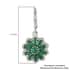 AAA Kagem Zambian Intense Green Emerald and Natural White Zircon Floral Inspired Dangle Earrings in Rhodium Over Sterling Silver 2.90 ctw image number 4