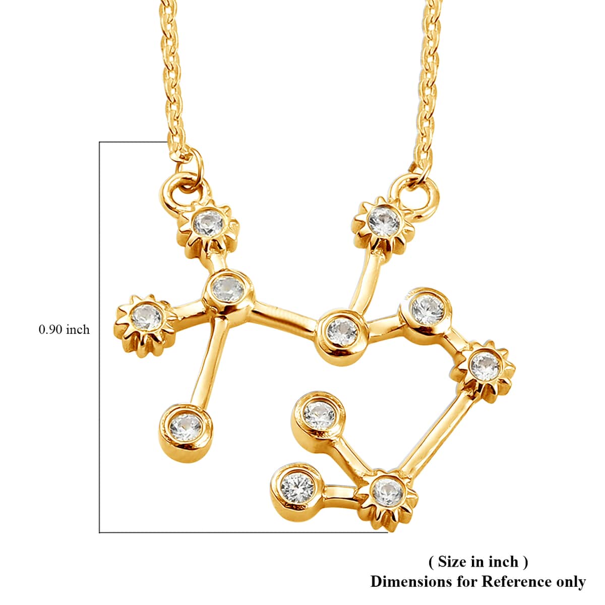 Natural White Zircon Sagittarius Zodiac Necklace 18 Inches in Vermeil Yellow Gold Over Sterling Silver 0.35 ctw image number 5