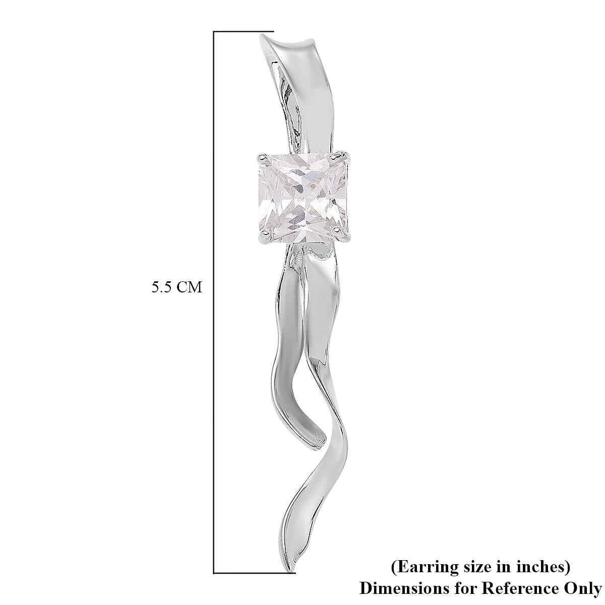 Simulated Diamond Earrings in Silvertone 2.00 ctw image number 4
