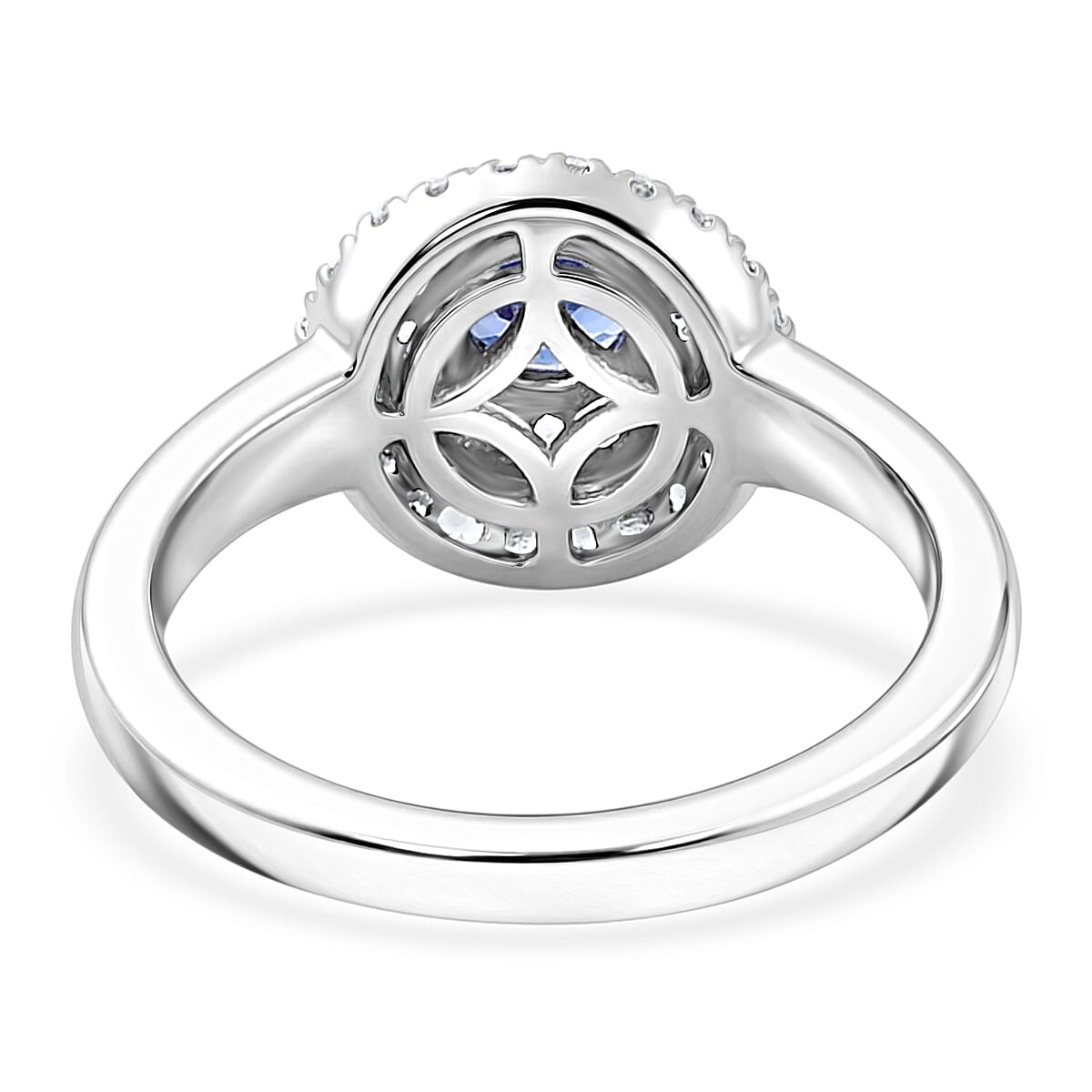 Tanzanite and White Zircon 1.25 ctw Ring in Platinum Over Sterling Silver