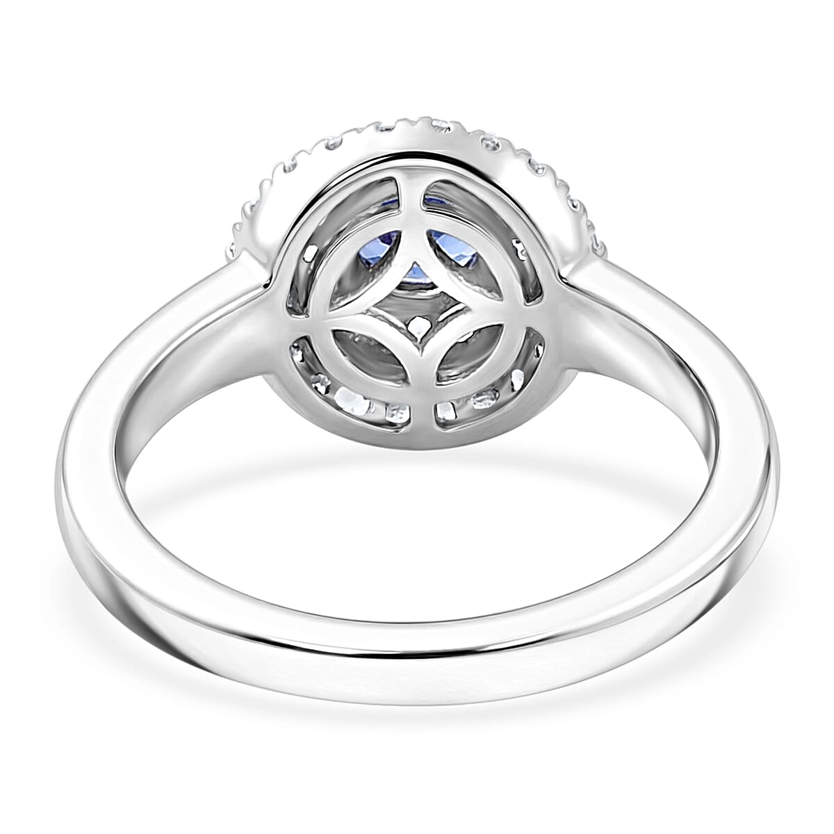 Tanzanite and White Zircon 1.25 ctw Ring in Platinum Over Sterling Silver (Size 10.0)