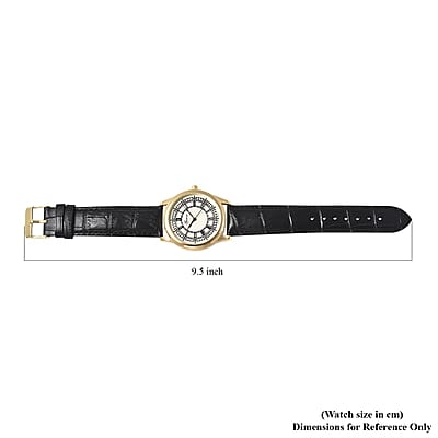 Genoa Japanese Movement Watch with Black Genuine Leather Strap (7.00-8.50 Inches) (39mm)