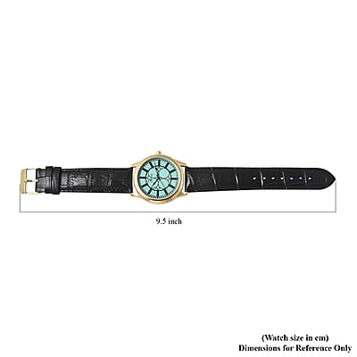 Genoa Japanese Movement Watch with Black Genuine Leather Strap (7.00-8.50 Inches) (39mm)
