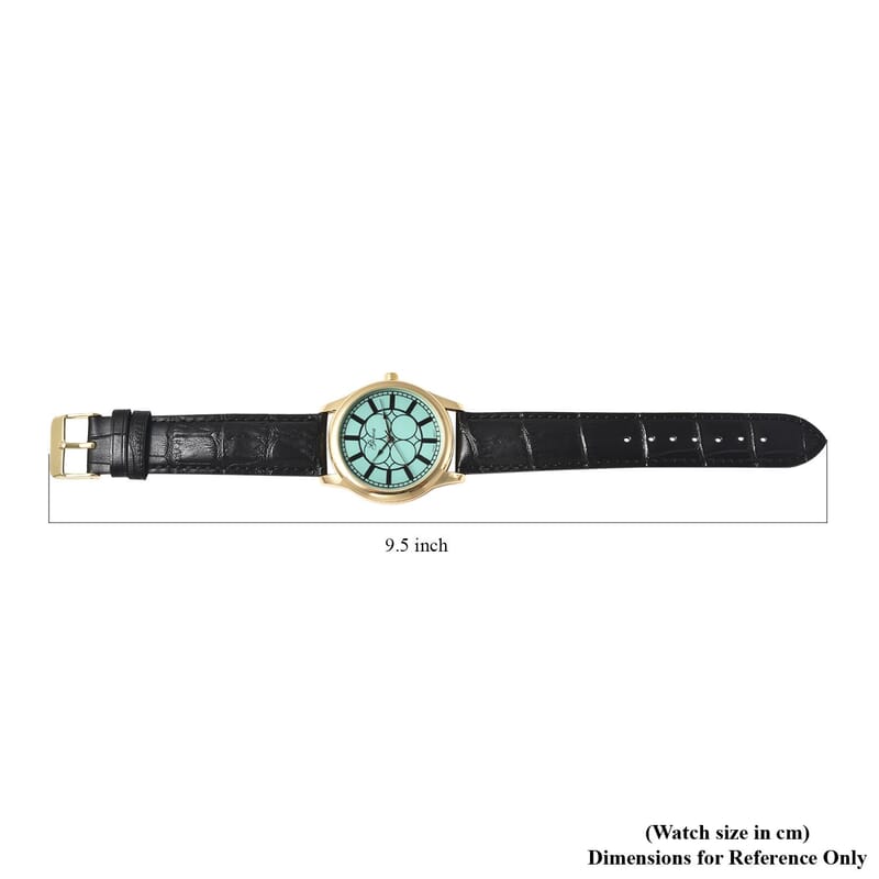 Genoa Japanese Movement Watch with Black Genuine Leather Strap (7.00-8.50 Inches) (39mm)