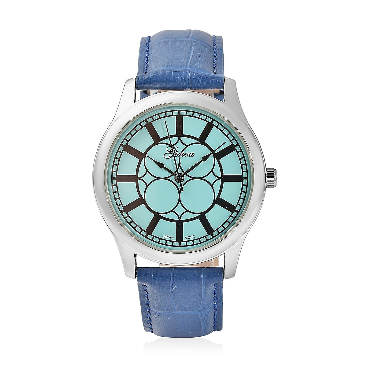 Genoa Japanese Movement Watch with Blue Genuine Leather Strap (7.00-8.50 Inches) (39mm) image number 0