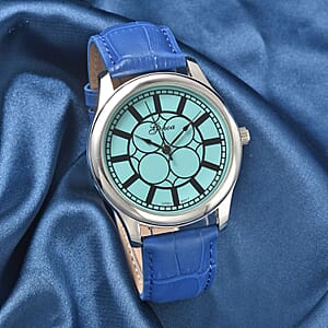 Genoa Japanese Movement Watch with Blue Genuine Leather Strap (7.00-8.50 Inches) (39mm)