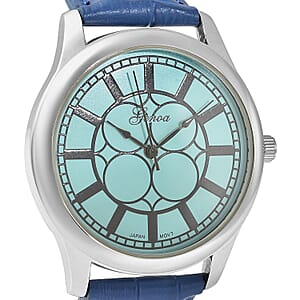 Genoa Japanese Movement Watch with Blue Genuine Leather Strap (7.00-8.50 Inches) (39mm)