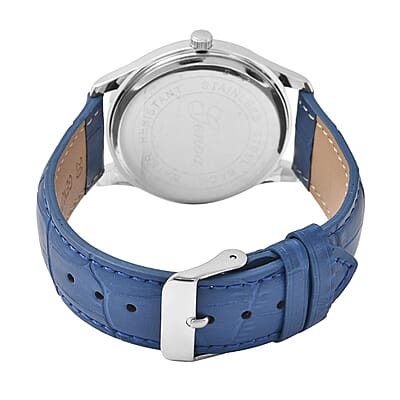 Genoa Japanese Movement Watch with Blue Genuine Leather Strap (7.00-8.50 Inches) (39mm)