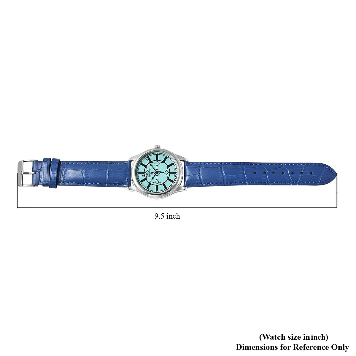 Genoa Japanese Movement Watch with Blue Genuine Leather Strap (7.00-8.50 Inches) (39mm) image number 6
