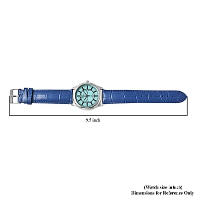 Genoa Japanese Movement Watch with Blue Genuine Leather Strap (7.00-8.50 Inches) (39mm)