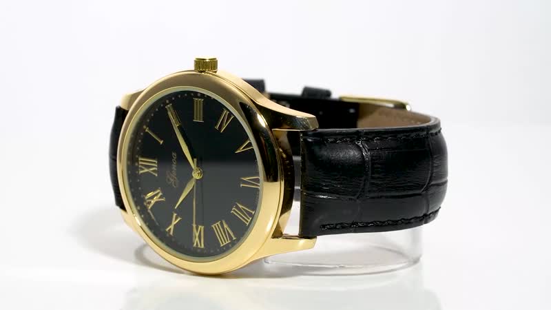 GENOA Miyota Japanese Movement Watch with Black Color Genuine Leather Strap (7.00-8.50 Inches) (39mm)