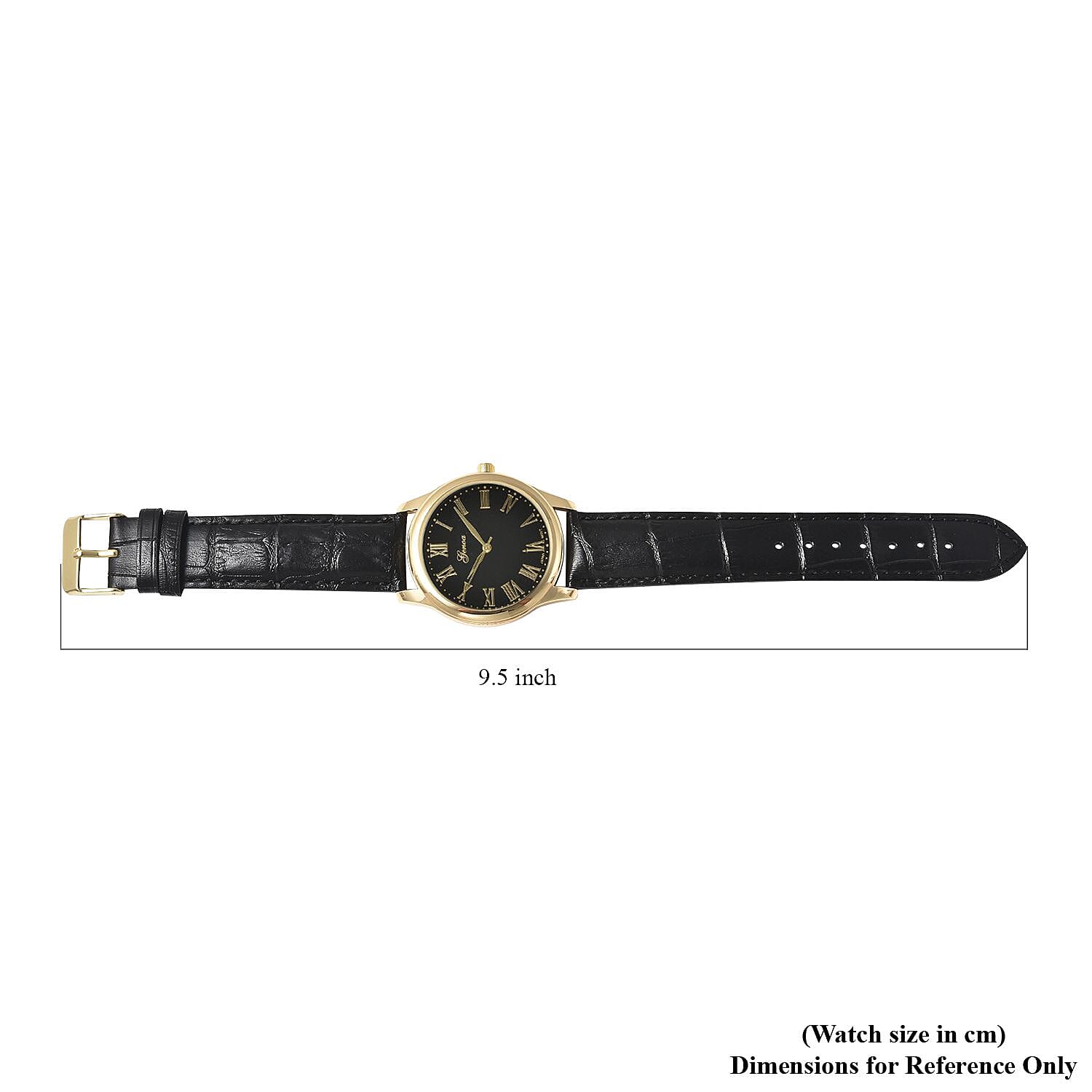 Genoa Miyota Japanese Movement Watch with Black Color Genuine Leather Strap (7.00-8.50 Inches) (39mm)