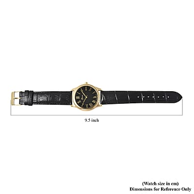Genoa Miyota Japanese Movement Watch with Black Color Genuine Leather Strap (7.00-8.50 Inches) (39mm)