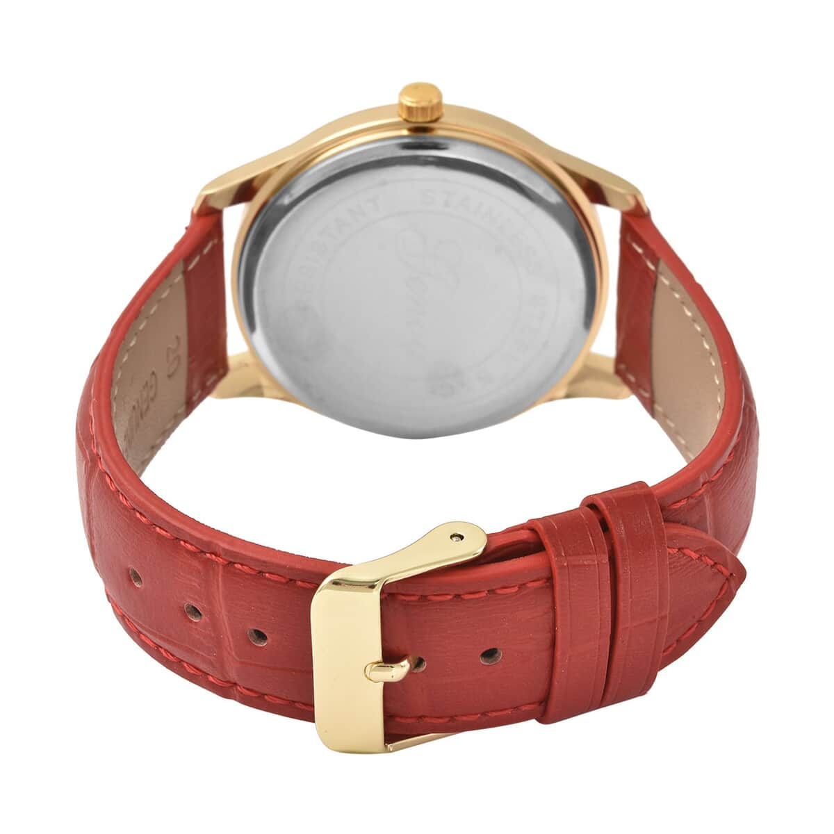 Genoa Miyota Japanese Movement Watch with Red Color Genuine Leather Strap (7.00-8.50 Inches) (39mm) image number 5