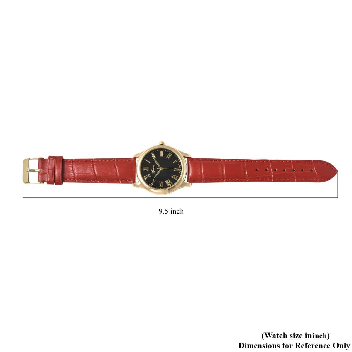 Genoa Miyota Japanese Movement Watch with Red Color Genuine Leather Strap (7.00-8.50 Inches) (39mm) image number 6