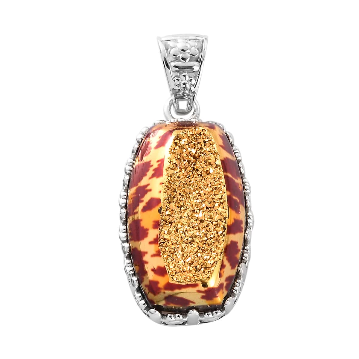 SAJEN SILVER Window Drusy Astral Leopard Gold Pendant in Platinum Over Sterling Silver 22.00 ctw image number 0