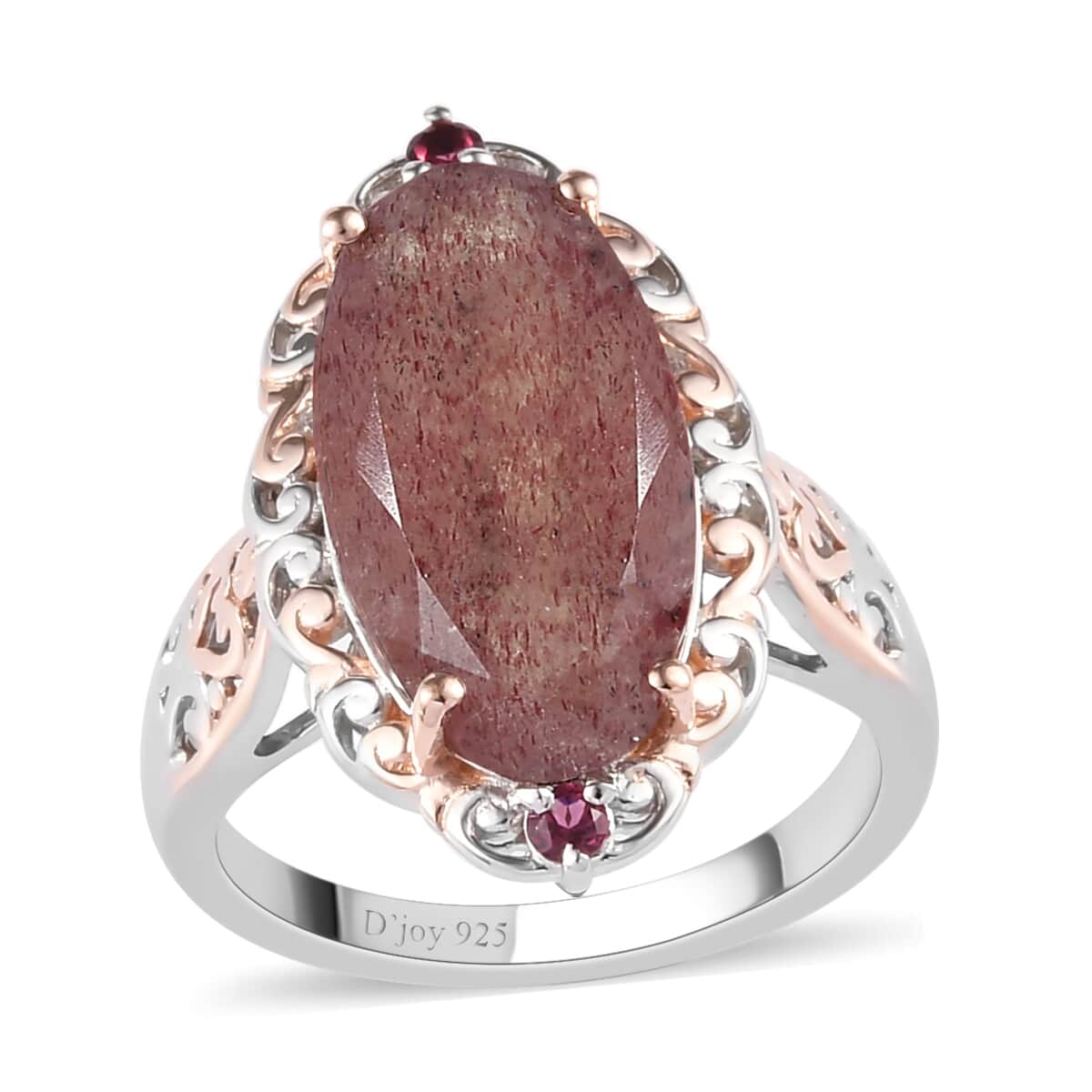 Natural Tanzanian Natronite and Orissa Rhodolite Garnet Ring in Vermeil Rose Gold and Platinum Over Sterling Silver 6.00 ctw image number 0