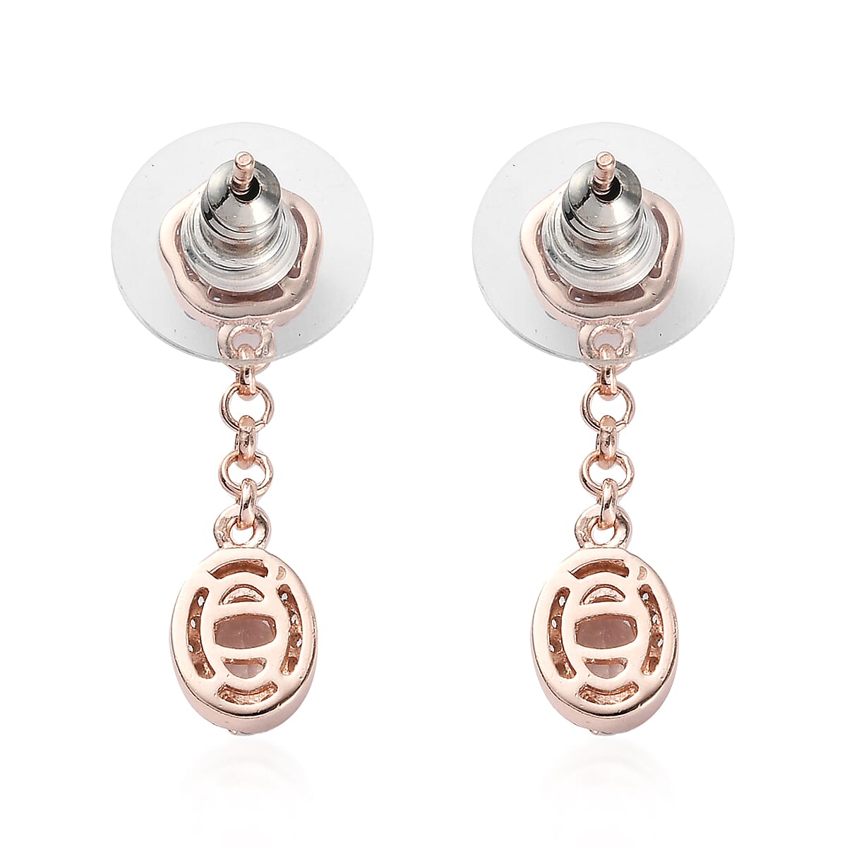Premium Marropino Morganite and Multi Gemstone Dangling Earrings in Vermeil Rose Gold Over Sterling Silver 1.60 ctw